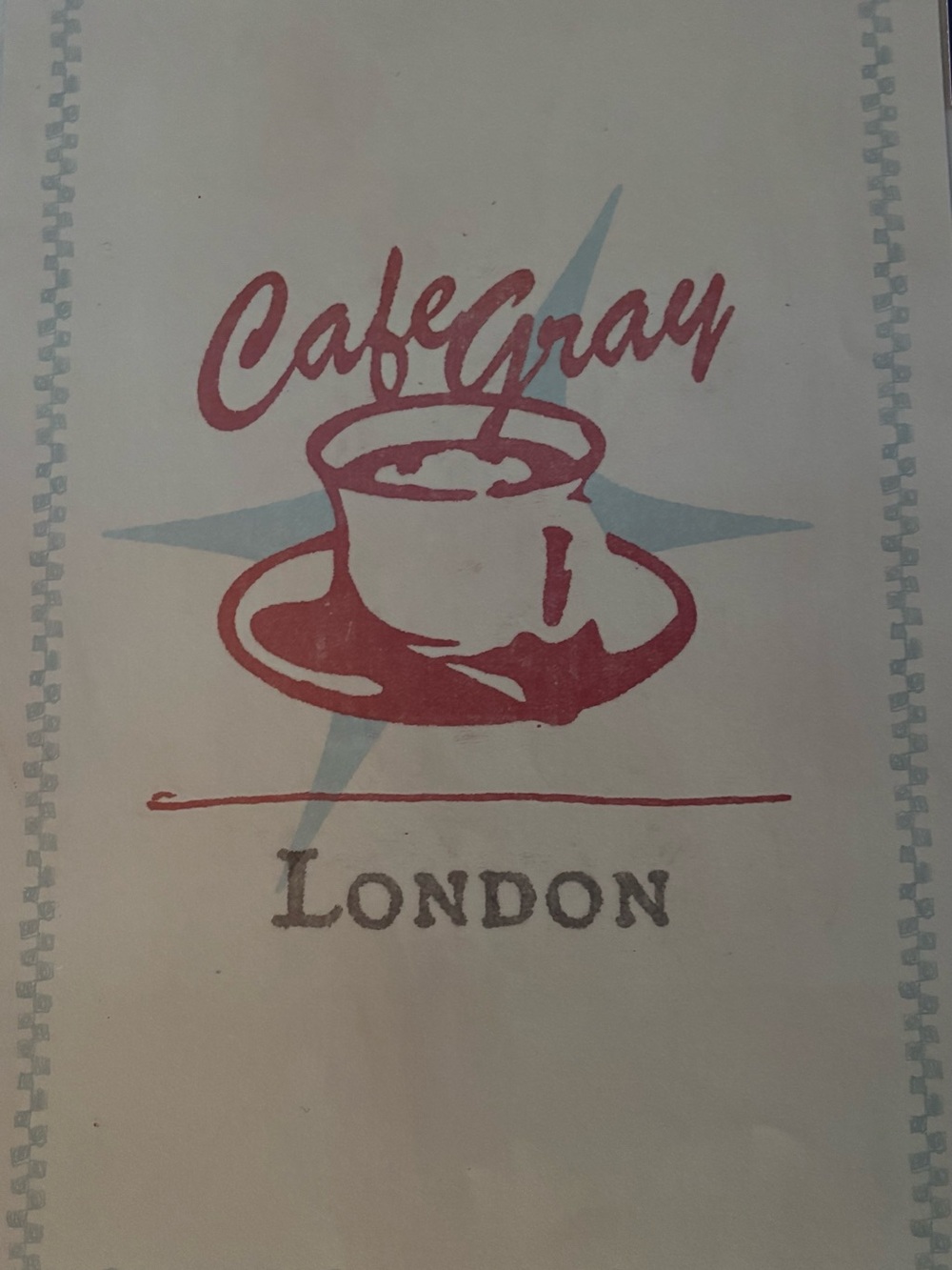 Cafe Gray London poster - received at cafe gray before concert